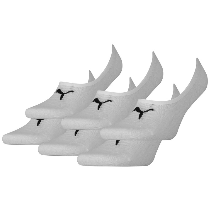 Puma, Унисекс изрязани чорапи с лого - 6 чифта, Бял