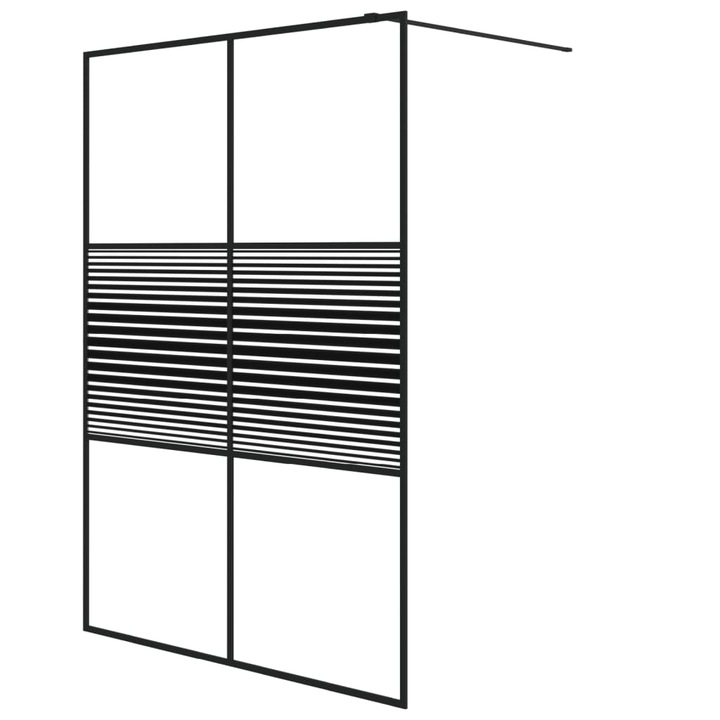 vidaXL Paravan dus walk-in negru 140x195 cm sticla ESG transparenta, 34.61 kg