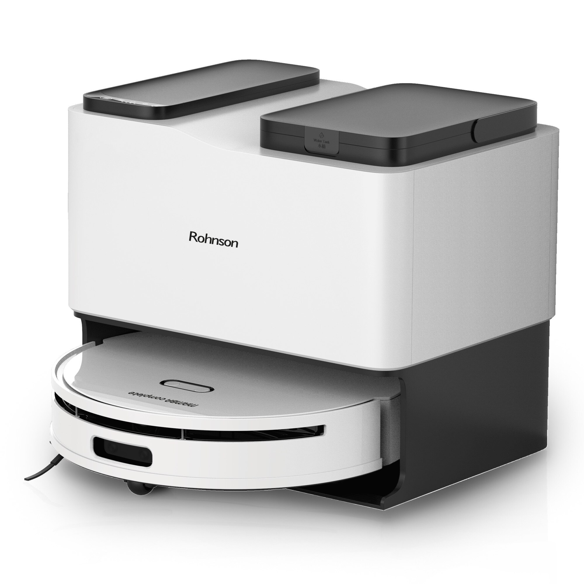 Robot aspirator cu mop si Wi-Fi, Rohnson Mamba Complete RM05, 6000Pa, 300ml, 3 viteze, 5200mAh Li, AI-procesor quad-core, Rohnson Link, Sistem automat de ridicare a covoarelor, Cartografiere in timp real pe mai multe niveluri 3D Laser Action