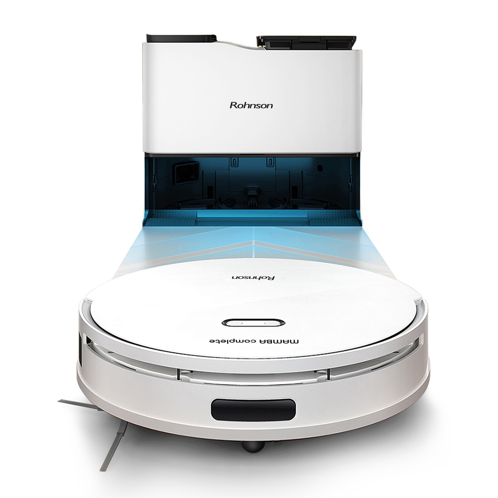 Robot aspirator cu mop si Wi-Fi, Rohnson Mamba Complete RM05, 6000Pa, 300ml, 3 viteze, 5200mAh Li, AI-procesor quad-core, Rohnson Link, Sistem automat de ridicare a covoarelor, Cartografiere in timp real pe mai multe niveluri 3D Laser Action