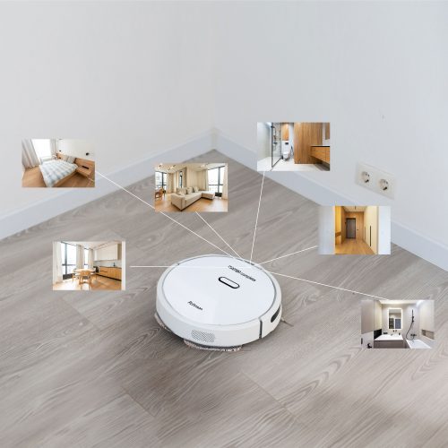 Robot aspirator cu mop si Wi-Fi, Rohnson Mamba Complete RM05, 6000Pa, 300ml, 3 viteze, 5200mAh Li, AI-procesor quad-core, Rohnson Link, Sistem automat de ridicare a covoarelor, Cartografiere in timp real pe mai multe niveluri 3D Laser Action