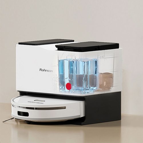 Robot aspirator cu mop si Wi-Fi, Rohnson Mamba Complete RM05, 6000Pa, 300ml, 3 viteze, 5200mAh Li, AI-procesor quad-core, Rohnson Link, Sistem automat de ridicare a covoarelor, Cartografiere in timp real pe mai multe niveluri 3D Laser Action
