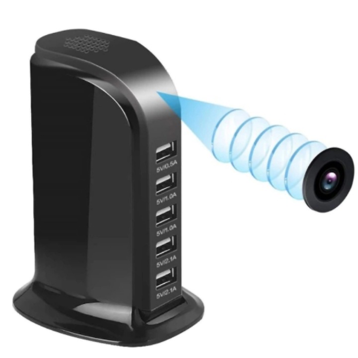 Camera de supraveghere interior, WiFi, rezolutie 1920x1080P, unghi vizualizare 90 grade, negru, 110x78mm