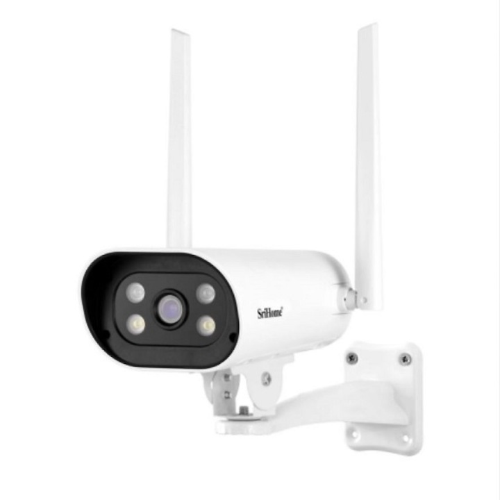Camera de supraveghere wireless COOAU, energie solara, Night Vision Color, Comunicare Bidirectionala, Senzori smart miscare, baterie de 5200mA, Wi-Fi de 2.4GHz, IP65, Negru