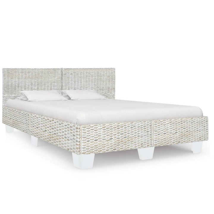 VidaXL szürke természetes rattan ágykeret 160 x 200 cm 37.7 kg
