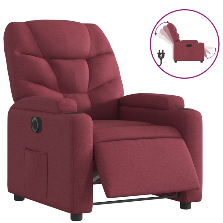 Накланящ се електрически стол, Zakito Europe, 135 градуса, виненочервен, 74x89x100см