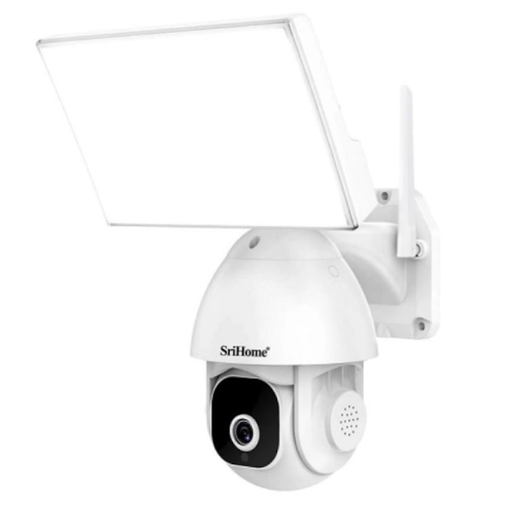Камера за външно наблюдение SriHome SH039, 5MP, детекция на движение, бяла, 23x12x19cm