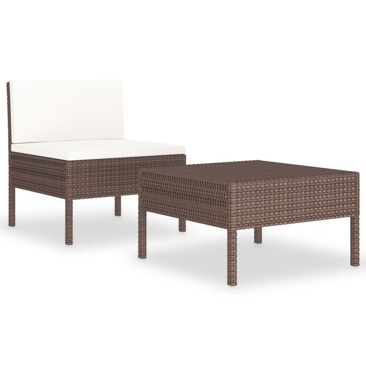 vidaXL 2-részes barna polyrattan kerti bútorszett párnákkal 9.5 kg 310197