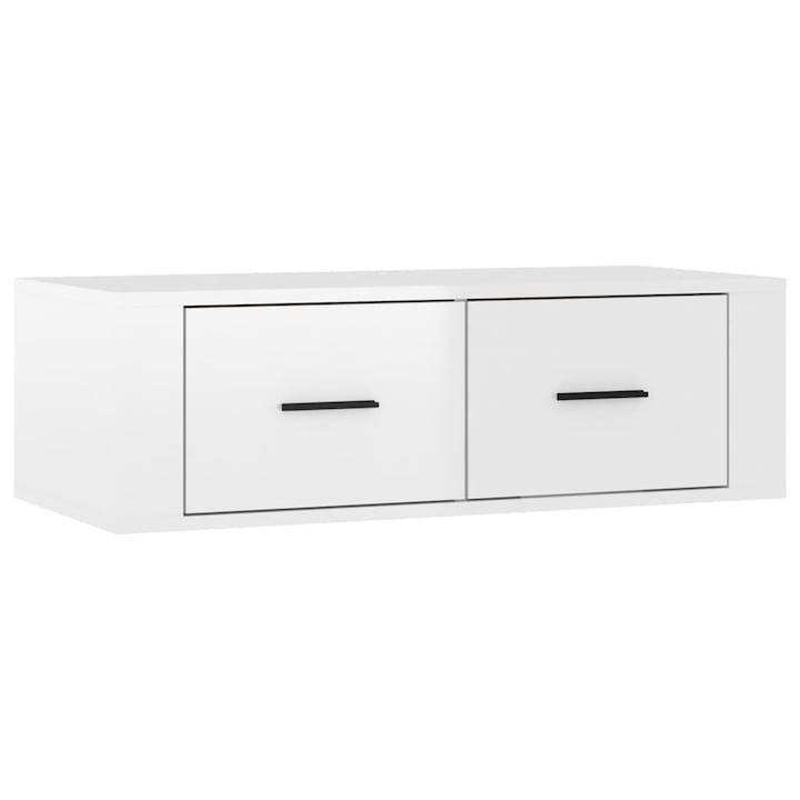 Comoda TV suspendata, Zakito Europe, 2 sertare, alb lucios, 80x36x25cm, lemn