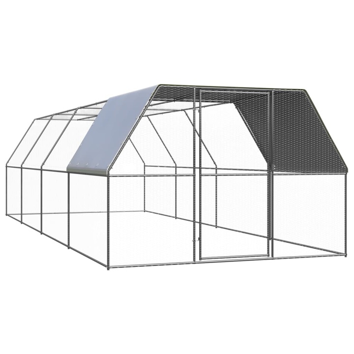 Cotet de pasari pentru exterior vidaXL, 3x8x2 m, otel zincat, 36.2 kg