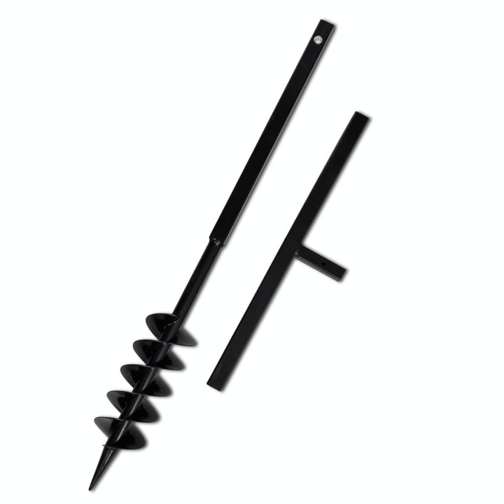 vidaXL Kézi Föld Fúró Auger Bit 100 mm Dupla Csigával Fekete Acél 2.68 kg 141024