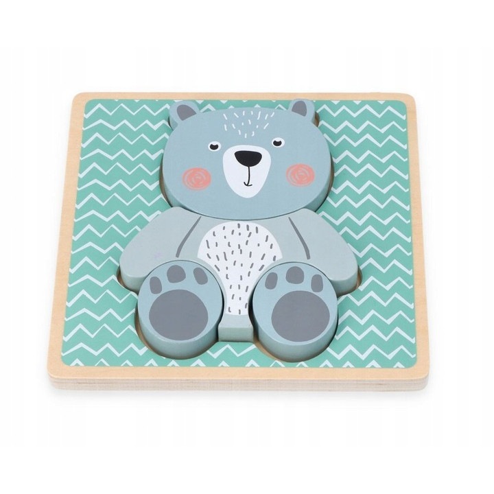 Teddy mackó puzzle, Adam Toys, fa, többszínű