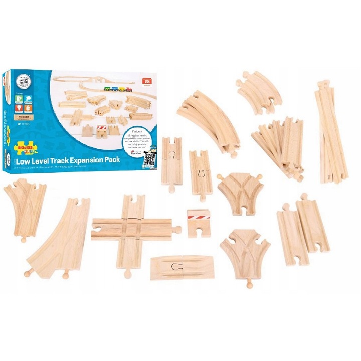 Bigjigs fa sín hosszabbító készlet, játékvonathoz, 25 db, tarka, 3+ év, 21x29x5cm