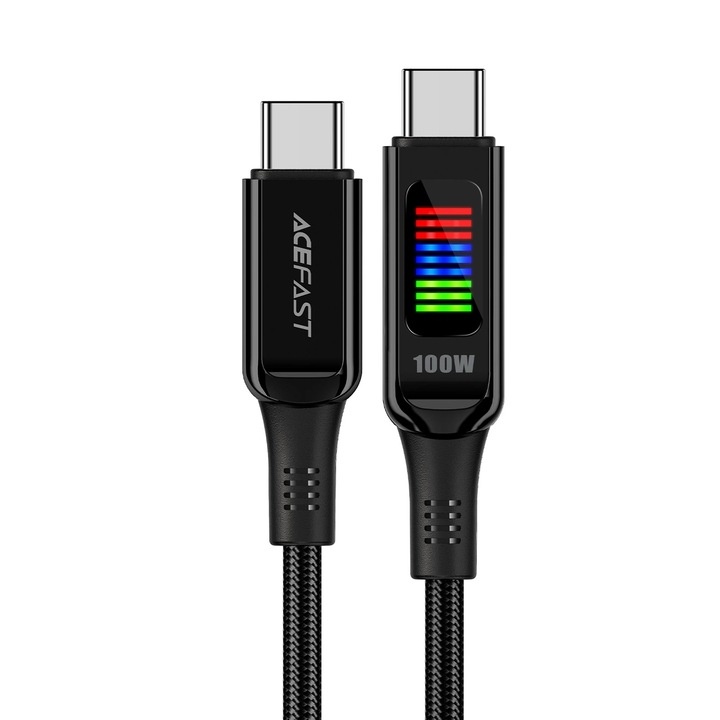Acefast C7-03 USB-C apa - USB-C apa Adat és töltő kábel - Fekete (1.2m) (C7-03)