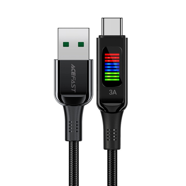 Cablu de date USB to Type-C, 3A, Fast Charging, 1.2m - Acefast (C7-04) - Black