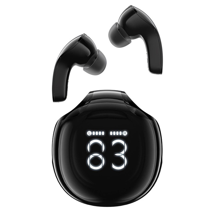 Безжични слушалки Acefast T9 Bluetooth 5.3 in-ear, С дисплей, Черен