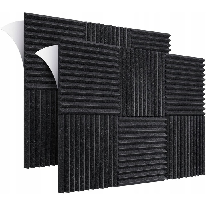 Set 12 placi acustice decorative Luka, absorbtie sunet 3D, 30x30x2.5cm, ecologic