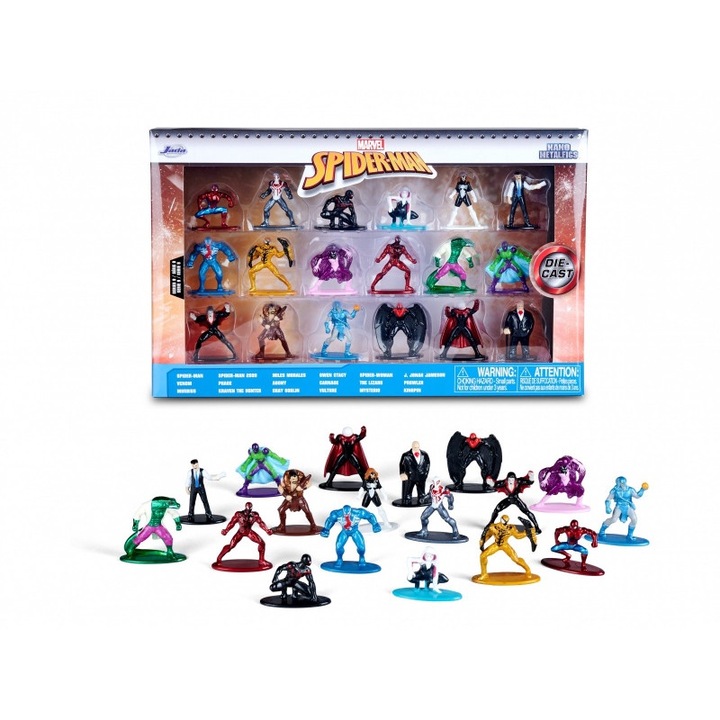 Комплект от 18 фигурки, Jada Toys Spider-Man, метал, 4см
