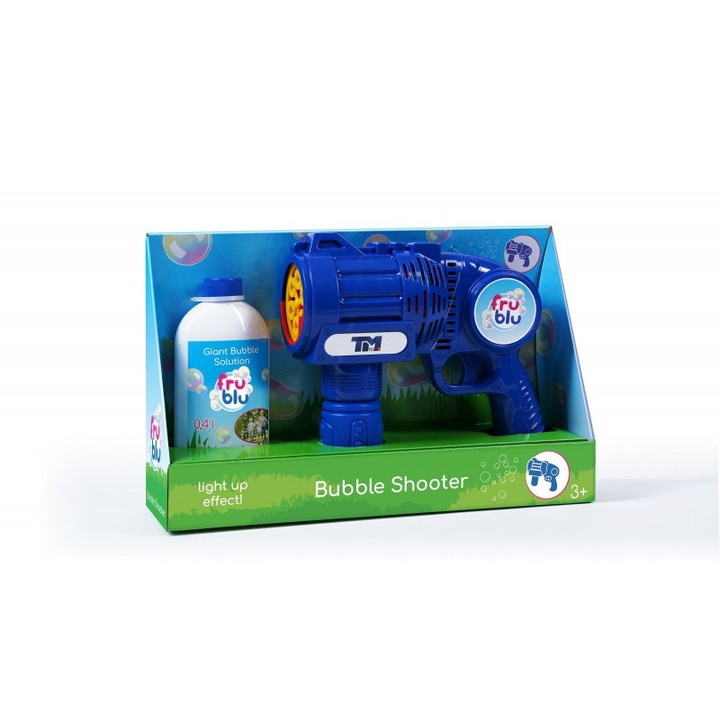 Buborékpisztoly, TM Toys, Fru Blue, LED, készlet 0,4 l folyadékkal, 3 év+