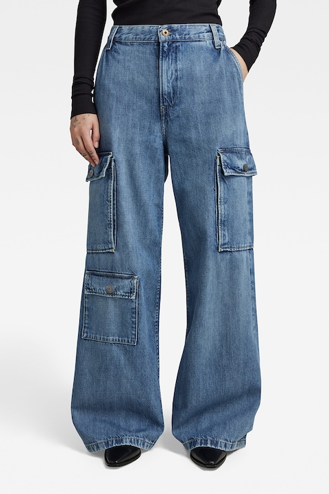 G-Star RAW, Широки дънки със странични джобове с капаче, Прашно синьо