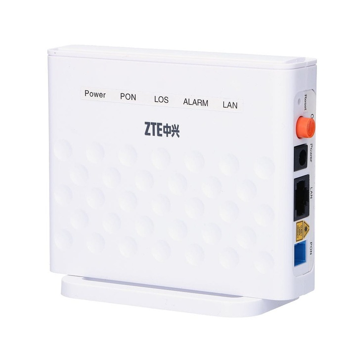 ONT ZTE ZXA10 F601, GPON 1 port, 1x RJ45 1000 Mb/s, terminal optic ONT, conexiune rapidă prin fibră optica, transmisie stabilă de date, ideal pentru rețele FTTH și internet de acasă sau business