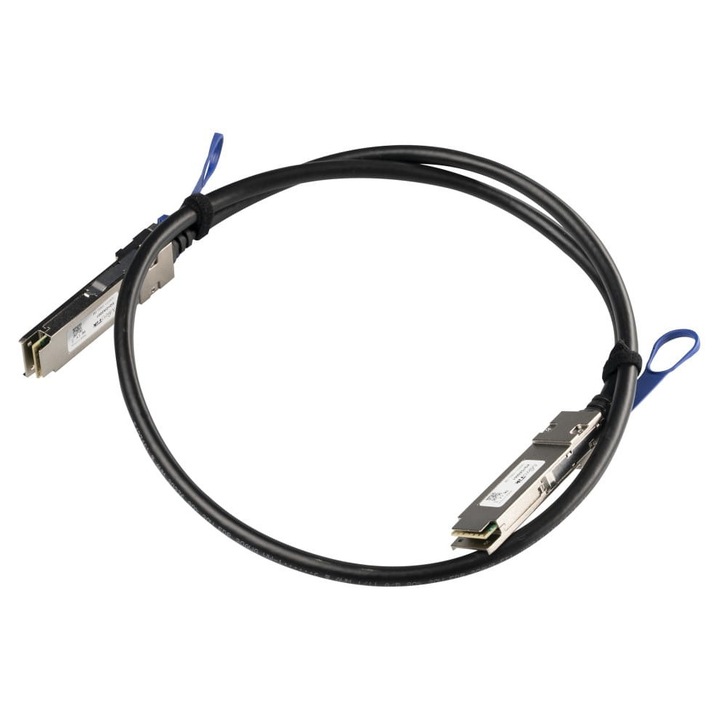 Cablu DAC MikroTik XQ+DA0001 QSFP28, 100Gb/s, lungime 1m, performanta ridicata, instalare usoara, ideal pentru conexiuni de mare viteza intre echipamente de retea profesionale