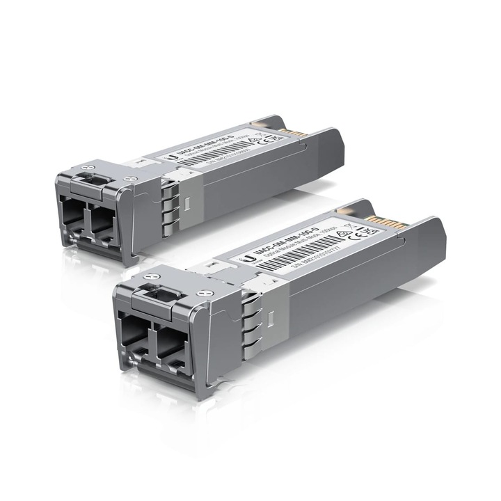 Комплект от 2 Ubiquiti SFP+ модула, Multimode, 850 nm, 10Gbps, 300 m, Сребрист