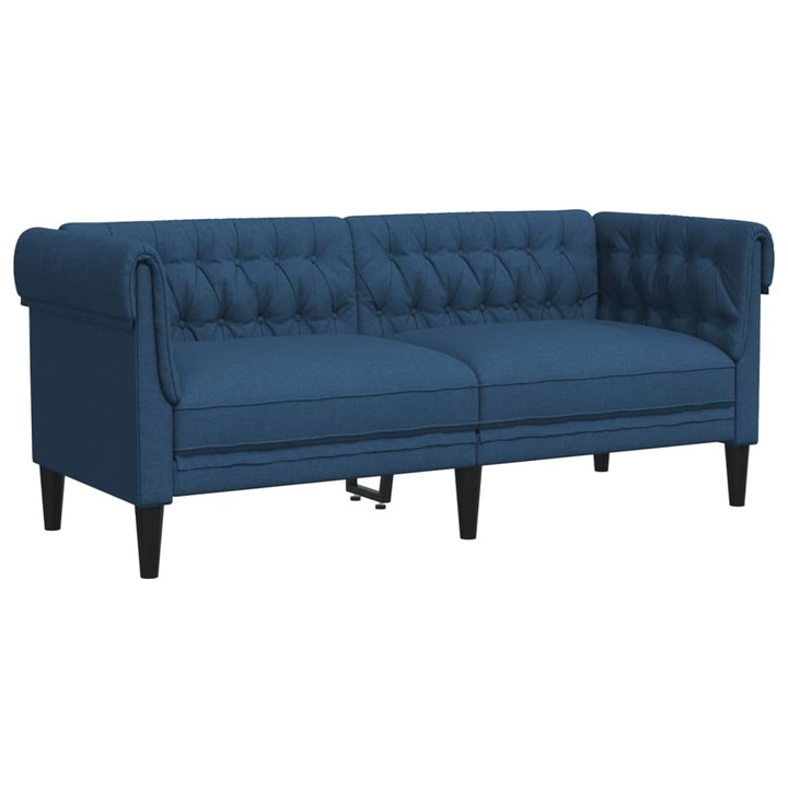 Canapea Chesterfield cu 2 locuri vidaXL, albastru, material textil, 25.7 kg