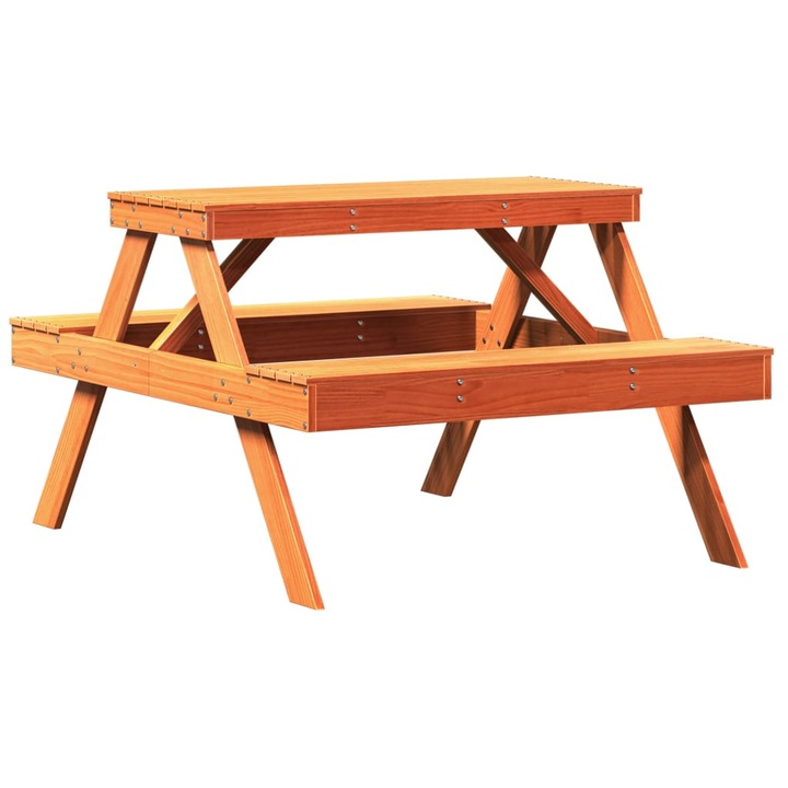 Пикник маса vidaXL, Восъчнокафява, 105x134x75 см, Борово дърво масив, 20.1 Kg