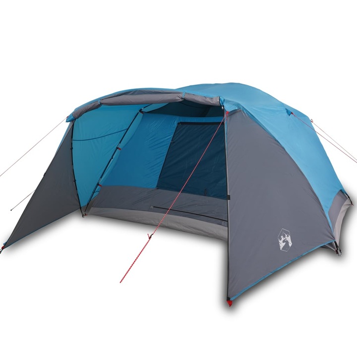 Cort de camping cu veranda 4 persoane vidaXL, albastru, impermeabil, 5.3 Kg