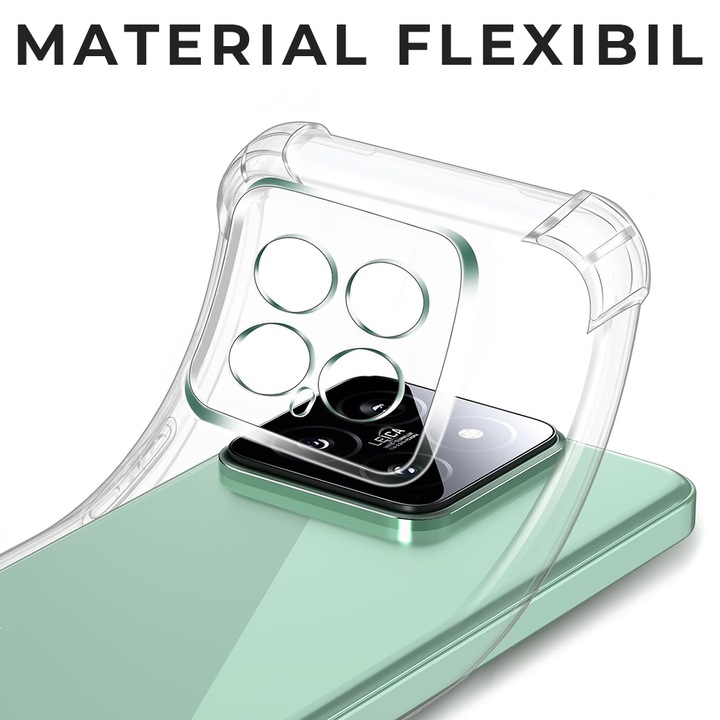 Калъф за Xiaomi 14 Pro Daden® Clear Silicone, Защита на камерата, Удароустойчив, Прозрачен