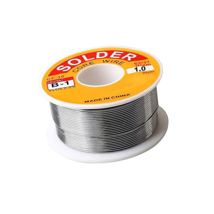 Liaj de lipit, JENUOS®, diametru 1.0 mm, Pentru repararea aparatelor electrocasnice, a calculatoarelor, a firelor, si a motoarelor de lipit, greutate 100 grame, Argintiu