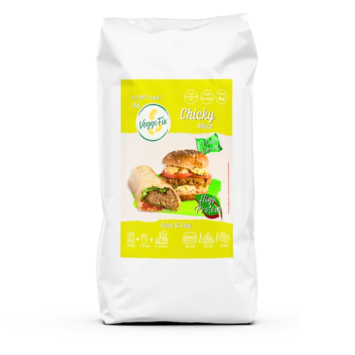 Mancare gatita instant, Alternativa la carnea de pui, 2.25 kg tocata vegetala condimentata, VeggoFix Chicky Mince 1 kg