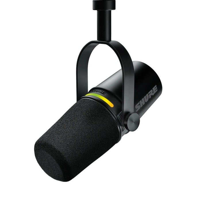 Microfon dinamic Shure MV7, cardioid, XLR/USB-C, metal, negru, 90x90x169.5mm