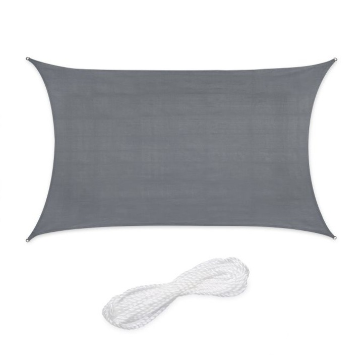Copertina tip parasolar Relaxdays, cu protectie UV, gri, 2x3 m, 10048681