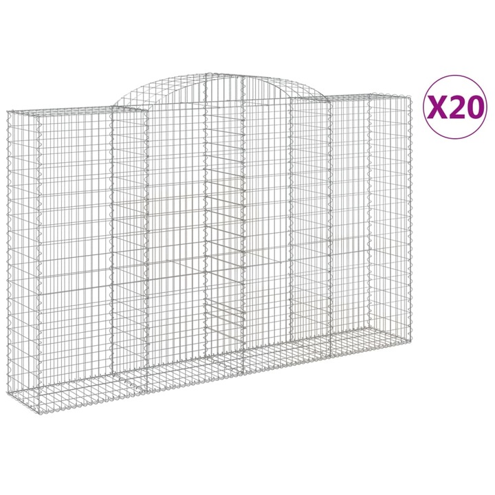 Set cosuri gabion arcuite 20 buc vidaXL, 300x50x180/200 cm fier galvanizat 56.25 kg 3146787