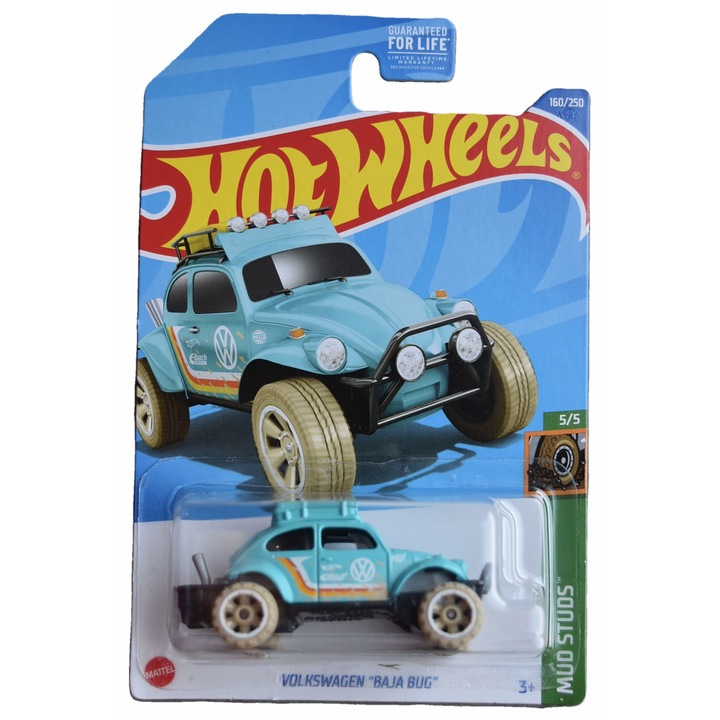 Masinuta Metalica Hot Wheels Volkswagen "Baja Bug", Colectia Mud Studs 2022, Turcoaz, 1:64