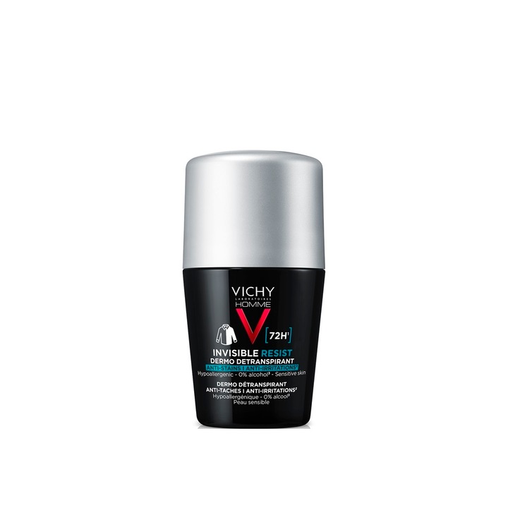 Рол-он дезодорант Invisible Resist 72H Homme Vichy, 50 мл - eMAG.bg