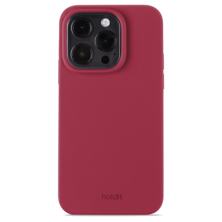 Husa telefon spate Holdit pentru iPhone 15 Pro, husa din silicon, Red Velvet