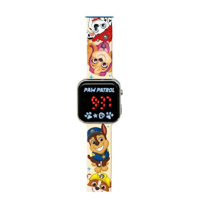 Gyerekóra Paw Patrol Team, LED, 18 x 7, 5 x 3 cm, többszínű