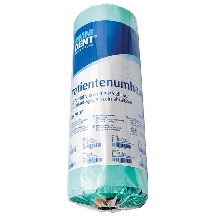 Eldobható zöld ruha betegeknek, 54 x 60 cm, tekercs 80 db