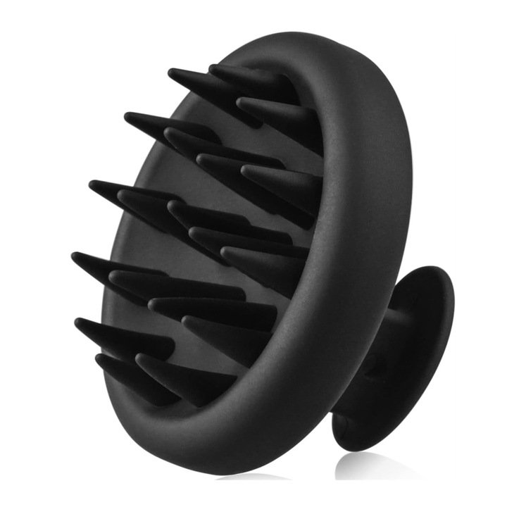 Perie de masaj pentru scalp, silicon, multifunctionala, negru, 80x61mm