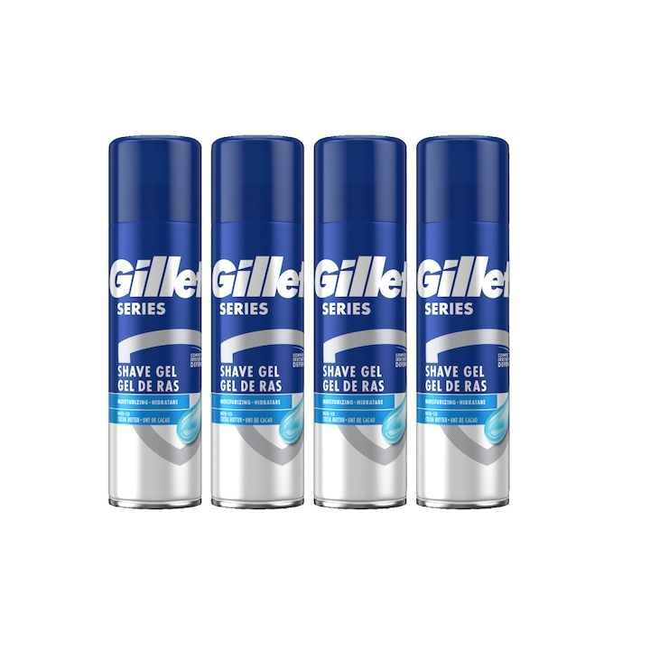 4 x Gillette borotvahab 200 ml-es sorozatú érzékeny hidratáló hidratáló, bőrgyógyászatilag tesztelt, hidratáló formula, alkoholmentes, hipoallergén