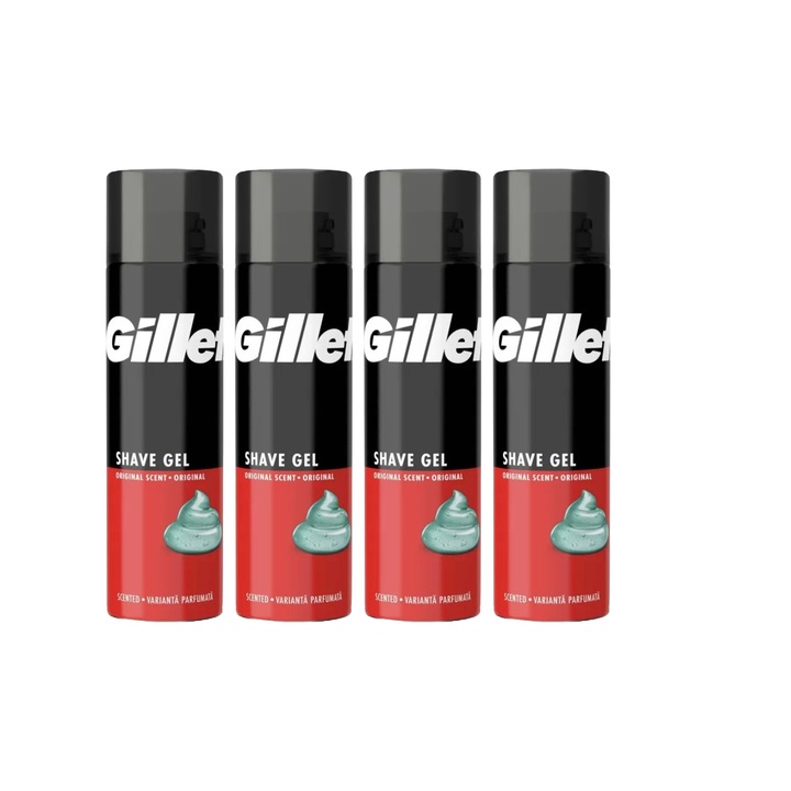 4 db Gillette borotvahab 200 ml-es normál eredeti, bőrgyógyászatilag tesztelt, hidratáló formula, alkoholmentes, hipoallergén készlet