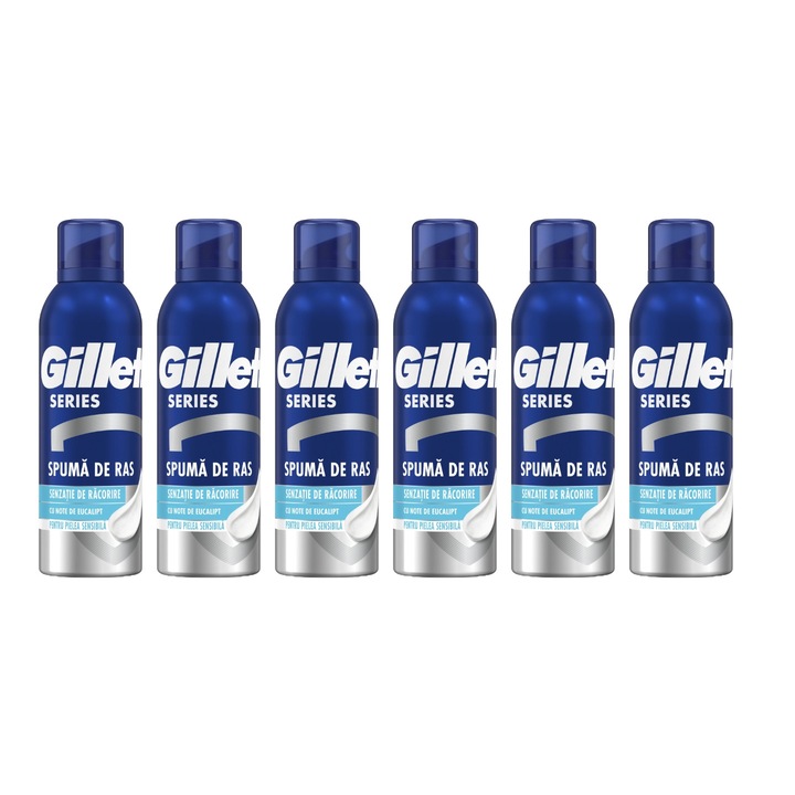 6 db Gillette borotvahab 200 ml eukaliptusz készlet, hidratáló formula, alkoholmentes, hipoallergén