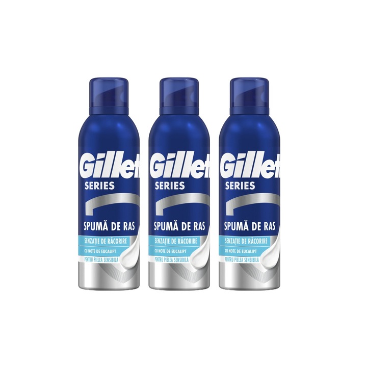 3 db Gillette borotvahab 200 ml eukaliptusz készlet, hidratáló formula, alkoholmentes, hipoallergén