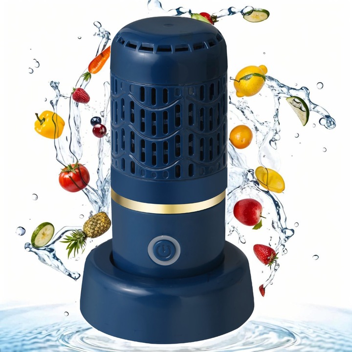 Többfunkciós készülék, Növényvédőszer-tisztító, Zöldségsterilizáló, Ózongenerátor vízhez, Hormonok eltávolítása az élelmiszerekből, Hordozható, Akkumulátor 4000 mAh, Kék