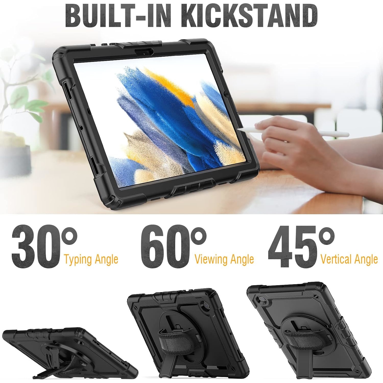 Carcasa 360 grade Solid compatibila cu Samsung Galaxy Tab A9 8.7 inch, Protectie display, Black