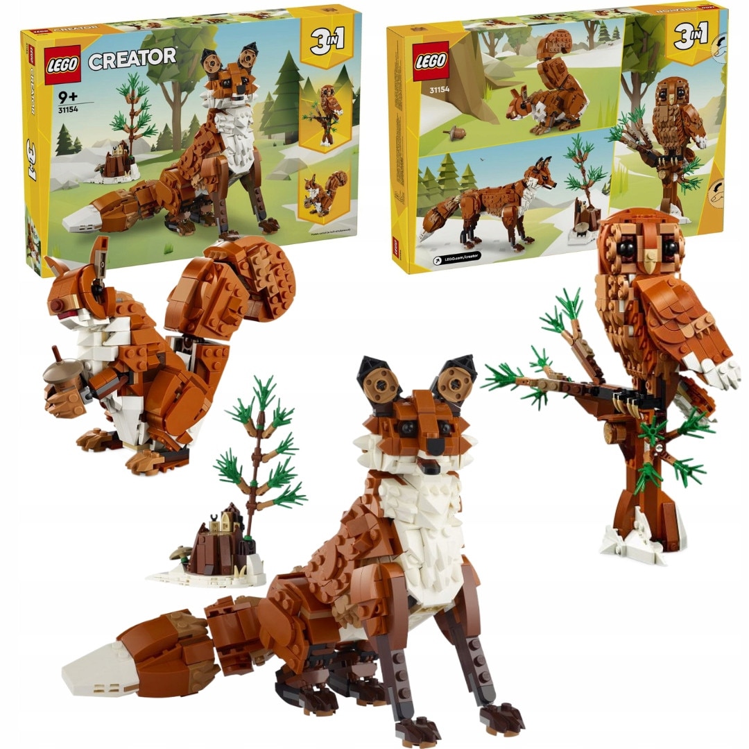 Set de constructie LEGO Creator Vulpe Rosie, 3 in 1, 667 piese, +9