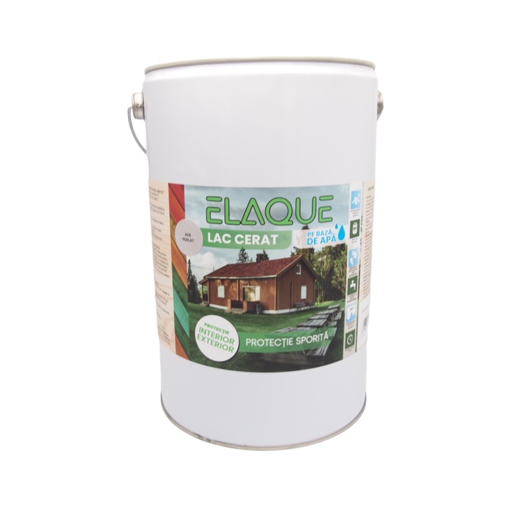 Lazura colorata pe baza de apa, ELAQUE, 5 kg, culoare Alb perlat